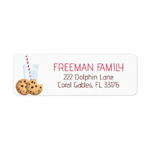 Milk and Cookies Chocolate Chip Cookies Address Return Address Label