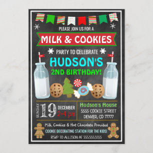 Milk And Cookies Christmas Invitation