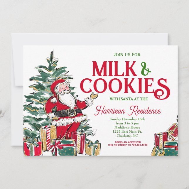 Milk and Cookies Christmas INvite (Front)