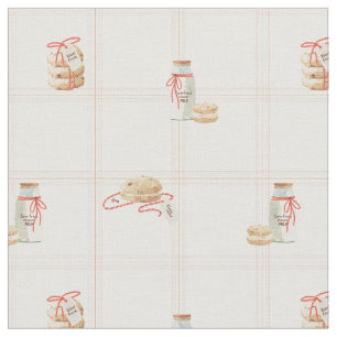 Milk and cookies Christmas morning kids breakfast Fabric