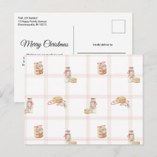 Milk and cookies Christmas morning kids breakfast Postcard