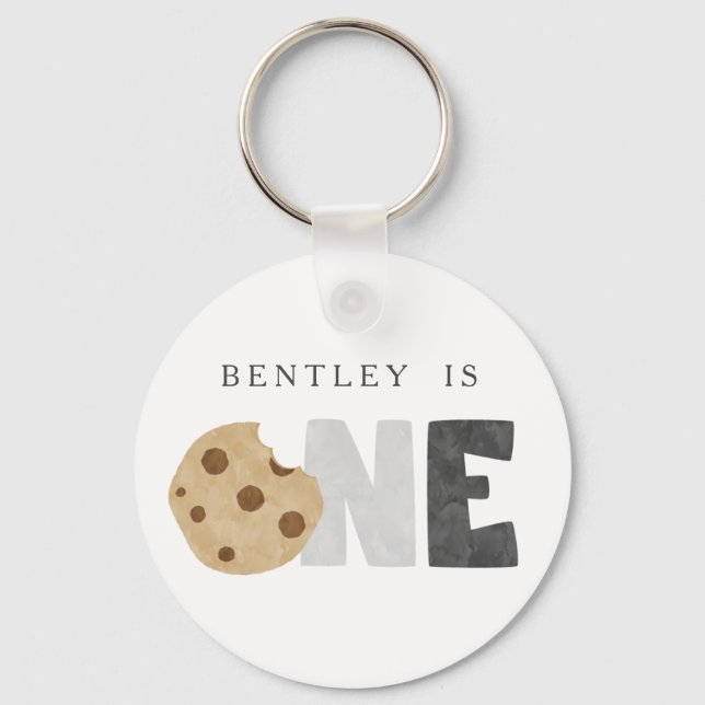 Milk and Cookies First Birthday Keychain (Front)