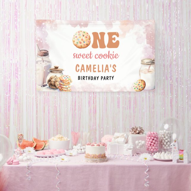 Milk and Cookies First Birthday Party Banner (Party)