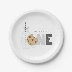 Milk and cookies first birthday party paper plate