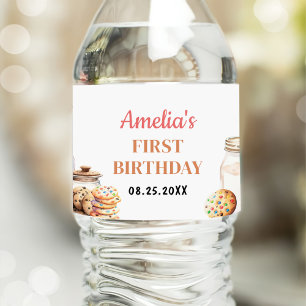 Milk and Cookies First Birthday Party Water Bottle Label