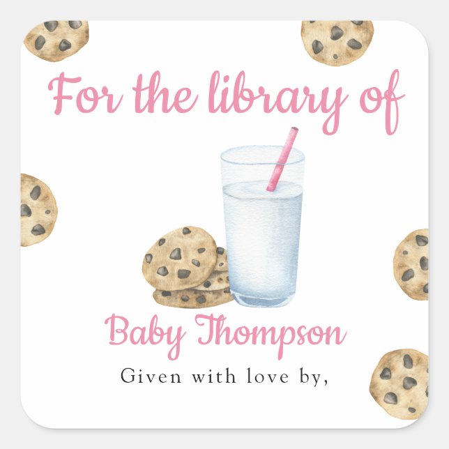 Milk and Cookies For the library of Square Sticker (Front)