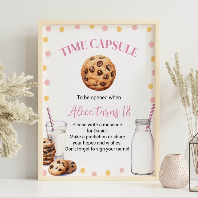 Milk And Cookies Girl Birthday Time Capsule Sign (Creator Uploaded)