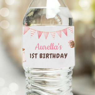 Milk and Cookies Girl First Birthday Party Water Bottle Label