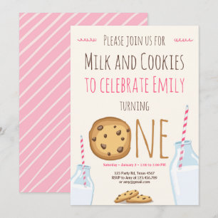 Milk and Cookies Party invitation Girl Birthday