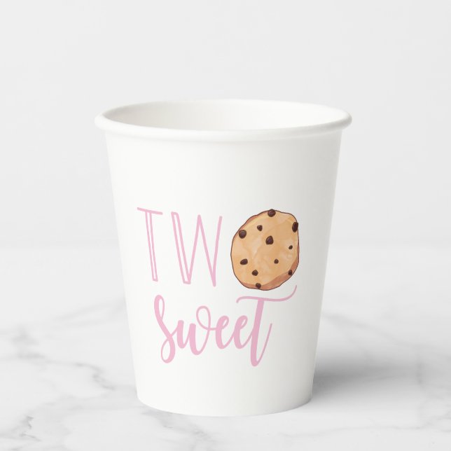 Milk and Cookies Pink 2nd Birthday two sweet Paper Cups (Front)