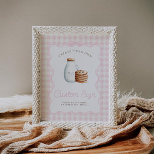 Milk and Cookies Pink Baby Shower Table Signs