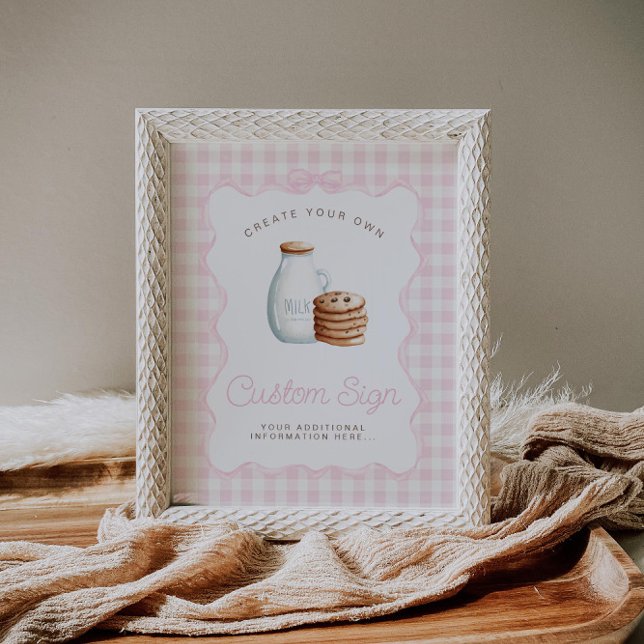 Milk and Cookies Pink Baby Shower Table Signs (Creator Uploaded)
