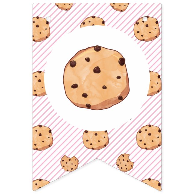 Milk and Cookies Pink Birthday Bunting (Second Flag)