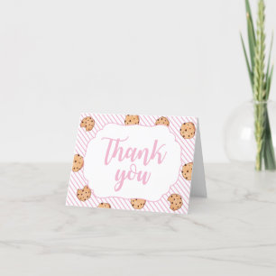 Milk and Cookies Pink Birthday Party Thank You Card