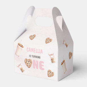 Milk and Cookies Pink First Birthday Party Favour Box