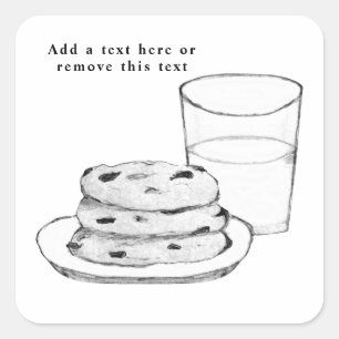 Milk and Cookies Sketch Square Sticker