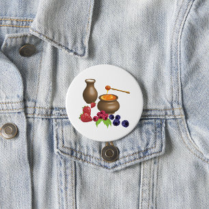 Milk and Honey with Berries Rustic Food 7.5 Cm Round Badge