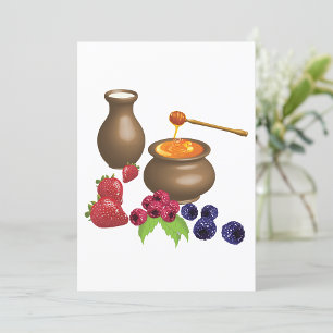 Milk and Honey with Berries Rustic Food Invitation