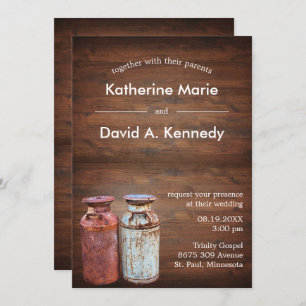 Milk Cans Country Wedding Rustic Old Farm Budget Invitation