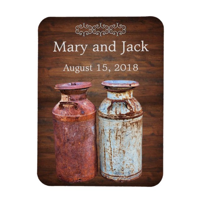 Milk Cans Country Wedding Rustic Old Farm Budget Magnet (Vertical)