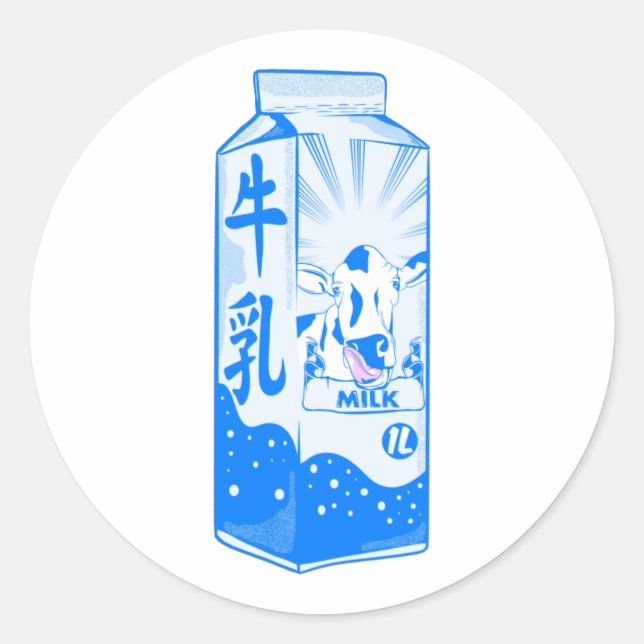 Milk Carton Kanji Japanese Classic Round Sticker (Front)