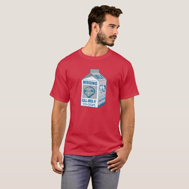 Milk Carton Missing  Alien from Area 51 T-Shirt (Front Full)