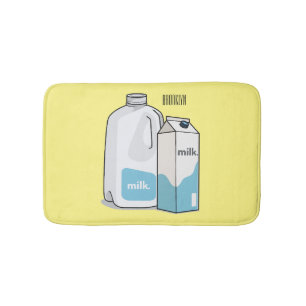 Milk cartoon illustration bath mat