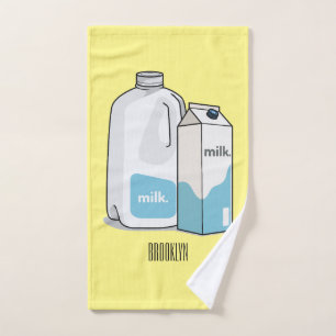 Milk cartoon illustration bath towel set