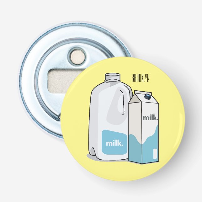 Milk cartoon illustration bottle opener (Front)