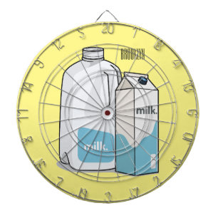 Milk cartoon illustration dartboard