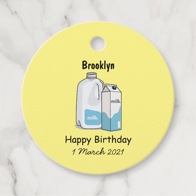 Milk cartoon illustration favour tags (Front)