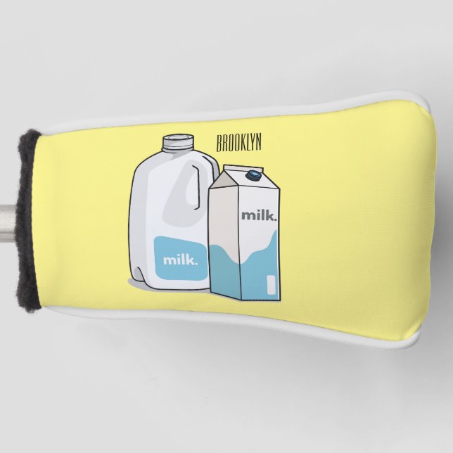 Milk cartoon illustration golf head cover (Front)