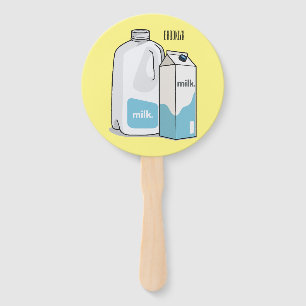 Milk cartoon illustration hand fan