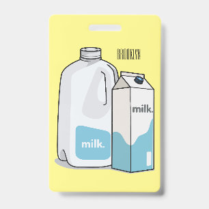 Milk cartoon illustration ID badge