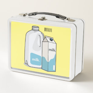 Milk cartoon illustration metal lunch box