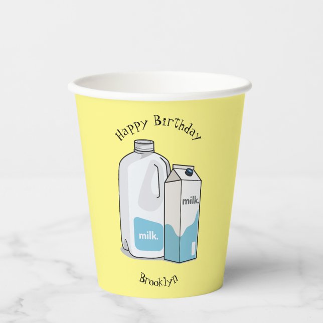 Milk cartoon illustration paper cups (Front)