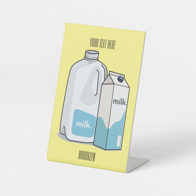 Milk cartoon illustration pedestal sign (Front)