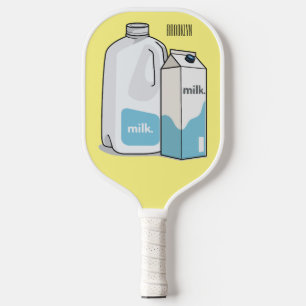 Milk cartoon illustration pickleball paddle