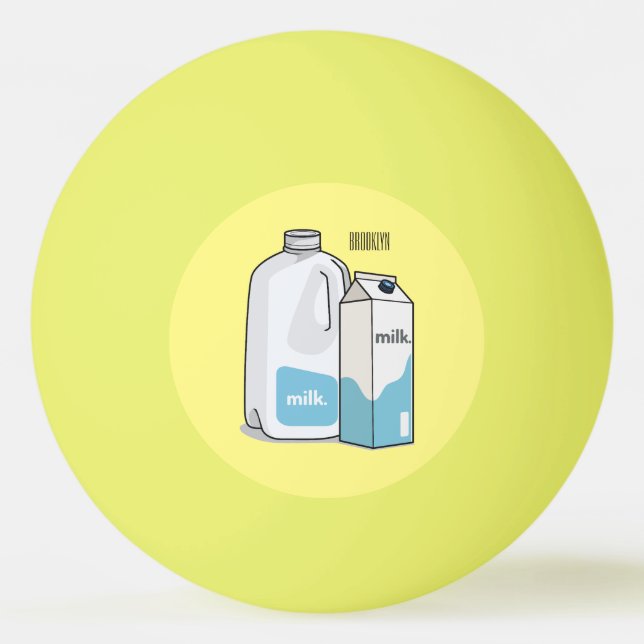 Milk cartoon illustration ping pong ball (Front)