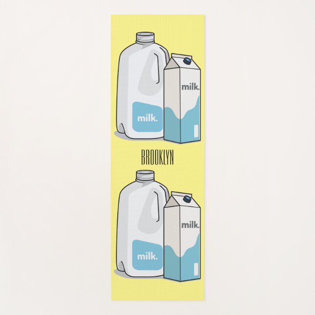 Milk cartoon illustration yoga mat (Front)