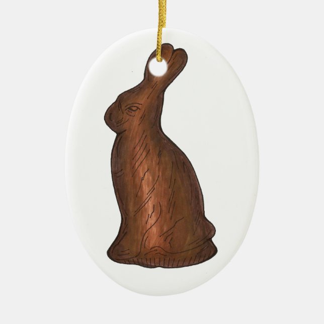 Milk Chocolate Bunny Rabbit Easter Basket Candy Ceramic Ornament (Front)