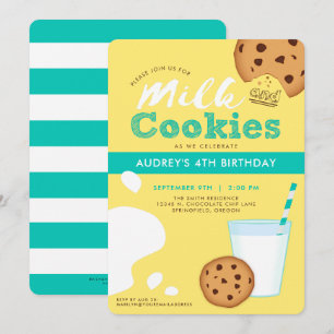 Milk & Chocolate Chip Cookies Birthday Invitation