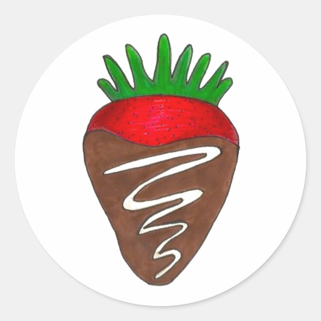 Milk Chocolate Dipped Berry Valentine's Day Sweet Classic Round Sticker (Front)