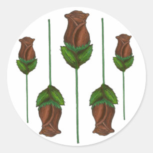 Milk Chocolate Long Stemmed Rose Valentine Candy Classic Round Sticker