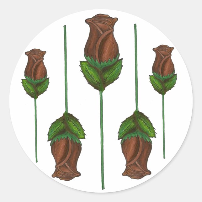 Milk Chocolate Long Stemmed Rose Valentine Candy Classic Round Sticker (Front)
