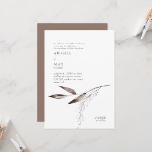 Milk Chocolate Modern Foliage Wedding  Invitation