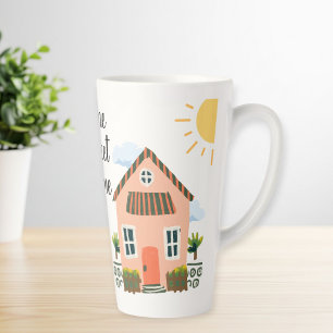 Milk coffee mug, home sweet home. latte mug