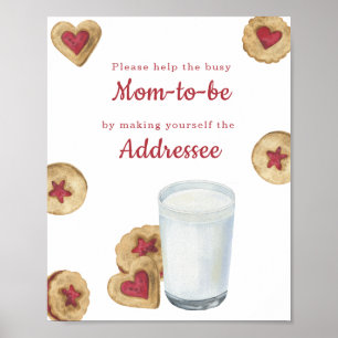 Milk & Cookies Baby shower Mum to be addressee Poster