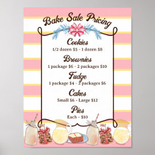 Milk cookies bake sale Christmas personalised menu Poster