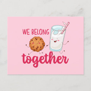 Milk Cookies Belong Together Cute Valentine's Day Postcard